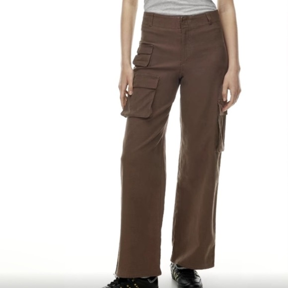 Aritzia Wilfred Free Picture High Waist Wide Leg Utility Cargo Pants Cream 16 - Picture 1 of 9